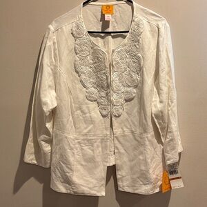 Ruby Rd. White Linen Blend Top size XL NWT